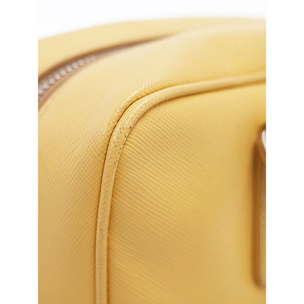 Prada Saffiano leather Bauletto handbag Yellow - Picture 9 of 9